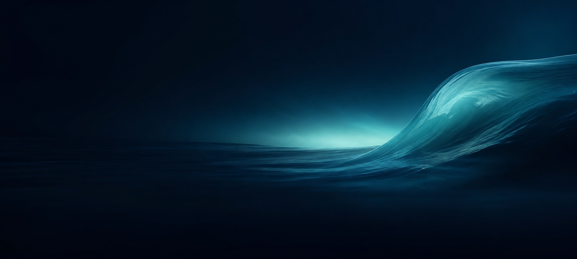 Original blue ultrawide wallpaper with a single teal wave concentrated on the right