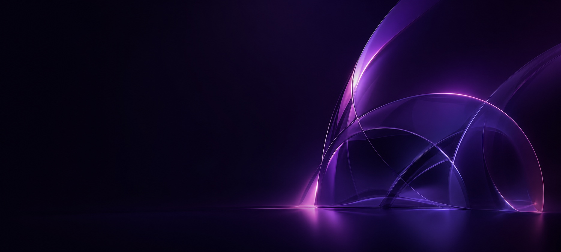 Original violet ultrawide wallpaper with translucent glass arcs on the right